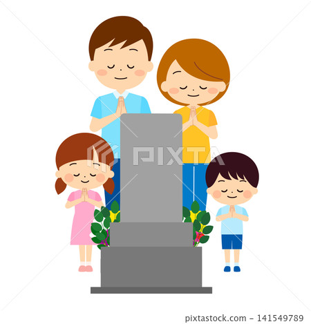 Family visiting the grave Family visiting the grave 141549789