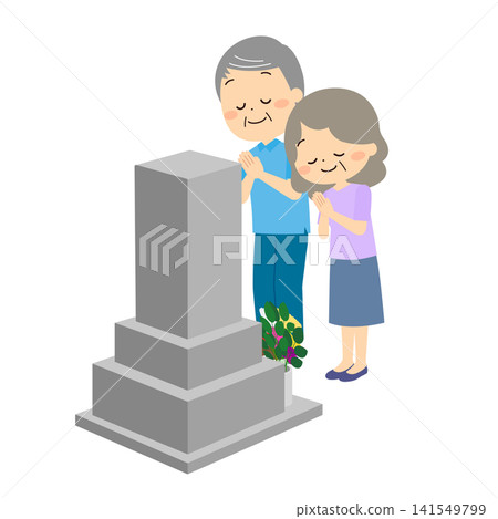 Senior couple visiting a grave Senior couple visiting a grave 141549799