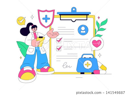 Health Insurance Vector Illustration Featuring Medical Coverage, Healthcare Protection, Patient Care, Insurance Services, and Wellness Support Health Insurance Vector Illustration Featuring Medical Coverage, Healthcare Protection, Patient Care, Insurance Services, and Wellness Support 141549887