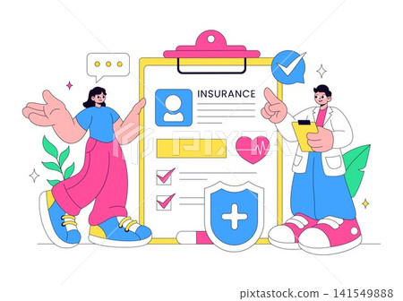 Health Insurance Vector Illustration Featuring Medical Coverage, Healthcare Protection, Patient Care, Insurance Services, and Wellness Support Health Insurance Vector Illustration Featuring Medical Coverage, Healthcare Protection, Patient Care, Insurance Services, and Wellness Support 141549888