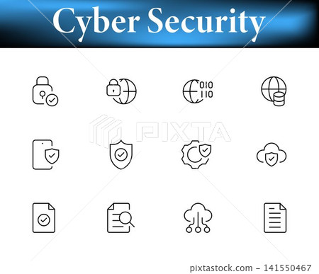 Cyber Security Protection Line Icons Set - Data Privacy, Cloud, Shield, Lock Vector Icon Set Cyber Security Protection Line Icons Set - Data Privacy, Cloud, Shield, Lock Vector Icon Set 141550467