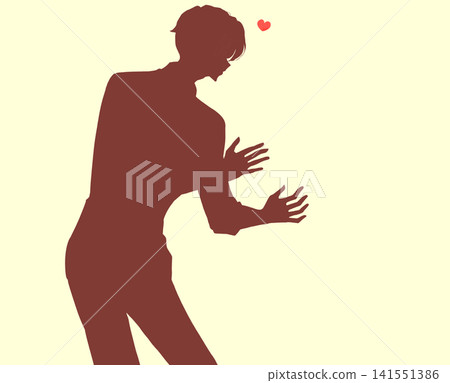 A man with outstretched arms; romance; silhouette; blank space A man with outstretched arms; romance; silhouette; blank space 141551386