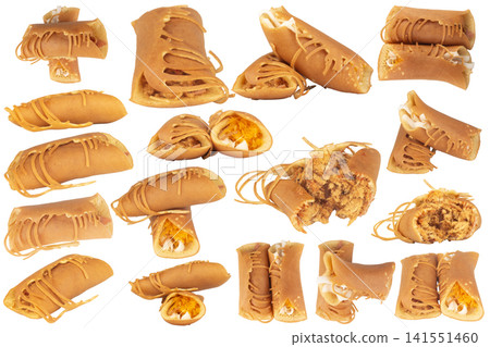 Thai Pancake Rolls isolated on white background Thai Pancake Rolls isolated on white background 141551460
