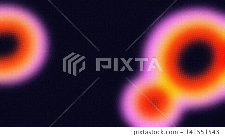 Overlapping glowing orbs are floating on abstract dark grainy canvas, showing orange magenta halos Overlapping glowing orbs are floating on abstract dark grainy canvas, showing orange magenta halos 141551543