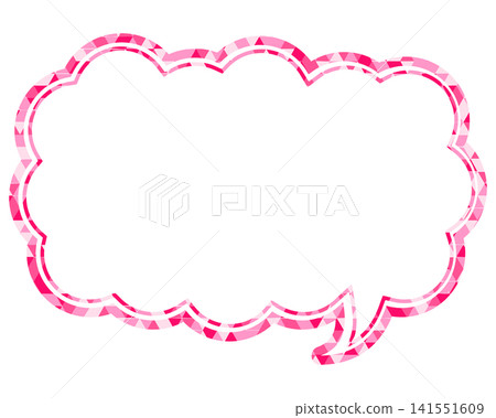 Stained glass style speech bubble, triangular pattern, elongated cloud shape Stained glass style speech bubble, triangular pattern, elongated cloud shape 141551609
