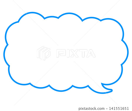 Simple colored line speech bubble, elongated cloud shape Simple colored line speech bubble, elongated cloud shape 141551651