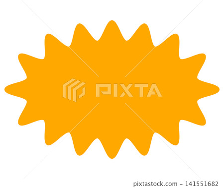 Simple color speech bubble with a long, rounded, jagged shape Simple color speech bubble with a long, rounded, jagged shape 141551682