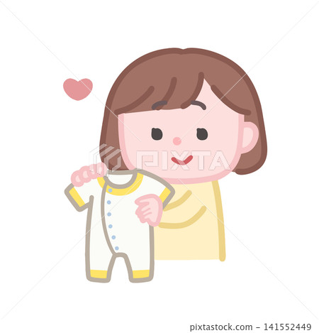 Pregnant women carry baby clothes (preparing for childbirth) Pregnant women carry baby clothes (preparing for childbirth) 141552449