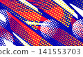 Dynamic Sports Background With Stripes, Halftone Patterns, and Texture Effects. Vibrant Sport and Game Background for Banner or Poster Design 141553703
