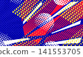 Dynamic and Energetic Sport Background with Bold Colored Geometric Shapes, Halftone Patterns and Stripes 141553705