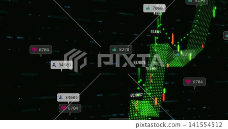 Showing 3D green trend ribbon rising across dark dashboard, displaying candles, numbers, reactions Showing 3D green trend ribbon rising across dark dashboard, displaying candles, numbers, reactions 141554512
