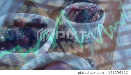 Showing white ridged ramekin holding red-green sprouts on wood table, with plums and data overlay Showing white ridged ramekin holding red-green sprouts on wood table, with plums and data overlay 141554522