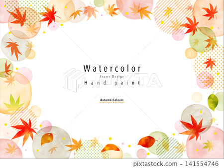 水彩畫:秋葉的鮮豔畫框 水彩畫:秋葉的鮮豔畫框 141554746
