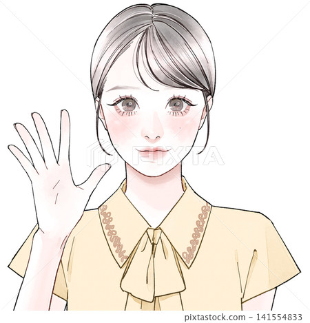 Woman holding up five fingers_C Woman holding up five fingers_C 141554833