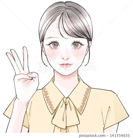 Woman holding up three fingers_C Woman holding up three fingers_C 141554835