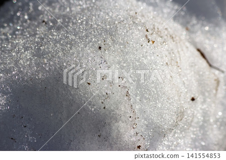 Sparkling icy crystals glisten under spring sun, signaling the great thaw. A close-up of nature's delicate transition from winter's embrace to renewed life Sparkling icy crystals glisten under spring sun, signaling the great thaw. A close-up of nature's delicate transition from winter's embrace to renewed life 141554853