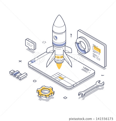 Startup project development workflow process concept isometric line vector illustration Startup project development workflow process concept isometric line vector illustration 141556173