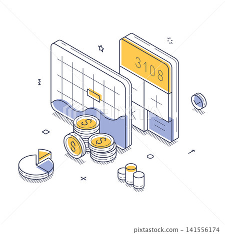 Cost per acquisition CPA financial analyzing model concept isometric line vector illustration Cost per acquisition CPA financial analyzing model concept isometric line vector illustration 141556174
