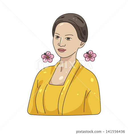 Illustration of woman in traditional kebaya 141556436