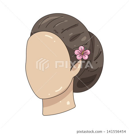 Illustration of woman's hair with flower Illustration of woman's hair with flower 141556454