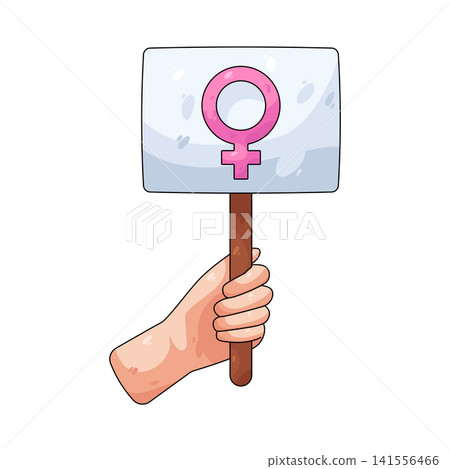 Illustration of hand holding women rights sign 141556466