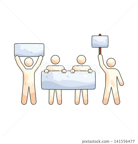 Illustration of protestors holding protest signs Illustration of protestors holding protest signs 141556477