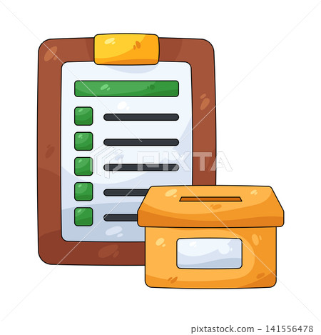 Illustration of checklist and ballot box Illustration of checklist and ballot box 141556478