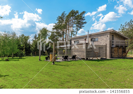 Modern Wooden Country House with Lawn and Outdoor Spa Area Modern Wooden Country House with Lawn and Outdoor Spa Area 141556855