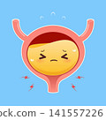 Inflamed Bladder Cartoon Illustration with Painful Expression and Urine 141557226