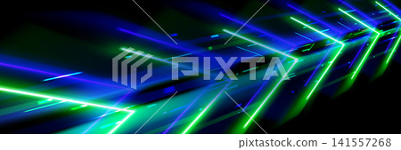Neon arrows with glowing light trails on black Neon arrows with glowing light trails on black 141557268