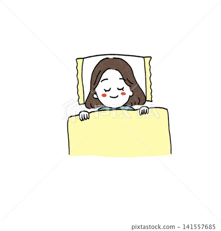 一幅女孩獲得充足睡眠的插圖。 一幅女孩獲得充足睡眠的插圖。 141557685