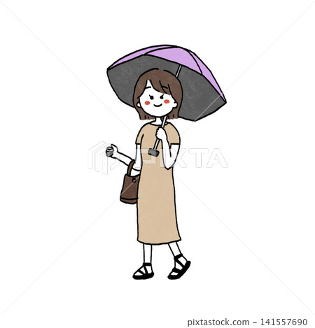 拿著遮陽傘的婦女的例證 拿著遮陽傘的婦女的例證 141557690