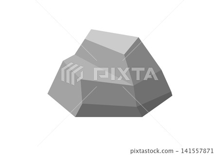Illustration of a rugged, gray rock. 141557871
