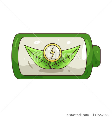 Illustration of green battery with leaves Illustration of green battery with leaves 141557920