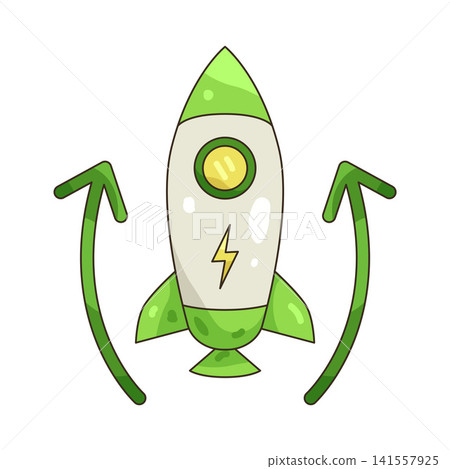 Illustration of green rocket launching with arrows Illustration of green rocket launching with arrows 141557925
