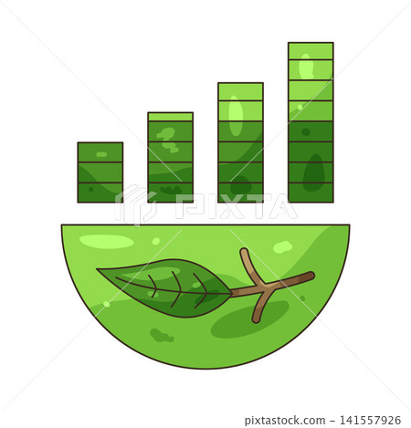 Illustration of green growth chart with leaf Illustration of green growth chart with leaf 141557926
