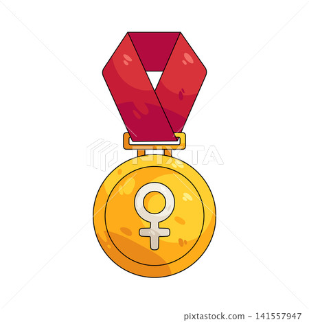 Illustration of gold heroine medal Illustration of gold heroine medal 141557947