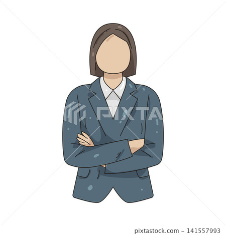 Illustration of female leader with arms crossed Illustration of female leader with arms crossed 141557993