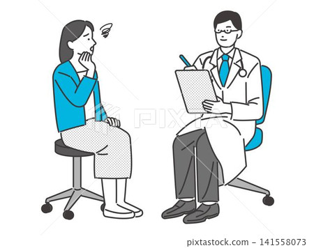 Vector illustration of a doctor examining a woman / Doctor Vector illustration of a doctor examining a woman / Doctor 141558073