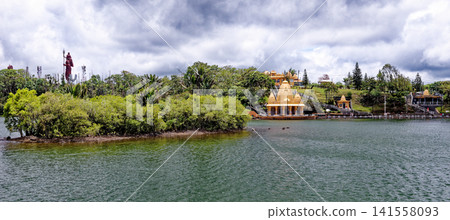 Panoramic View of Ganga Talao Sacred Crater Lake and Hindu Temple, Mauritius Panoramic View of Ganga Talao Sacred Crater Lake and Hindu Temple, Mauritius 141558093