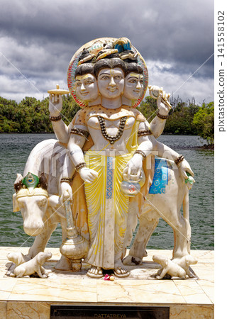 Three-Headed Lord Dattatreya Statue at Ganga Talao, Mauritius Three-Headed Lord Dattatreya Statue at Ganga Talao, Mauritius 141558102