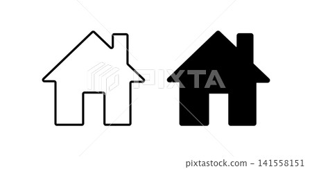 Black house icon on representing home and shelter Black house icon on representing home and shelter 141558151