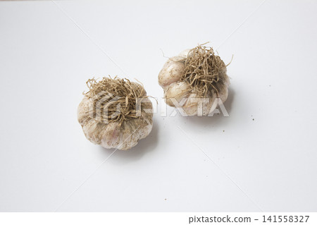 Garlic on a white background. 141558327