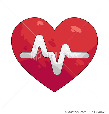 Illustration of red heart with heartbeat line Illustration of red heart with heartbeat line 141558678