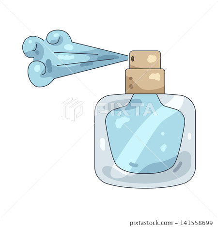 Illustration of perfume bottle spraying mist Illustration of perfume bottle spraying mist 141558699