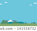 Event background illustration of blue sky, mountains, and forest_with copy space_landscape orientation 141558732