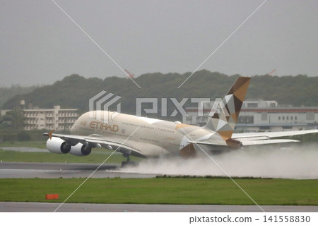 Airbus A380 takes off. Airbus A380 takes off. 141558830