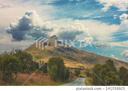 Mountain road. Senja island, Norway, Europe Mountain road. Senja island, Norway, Europe 141558925