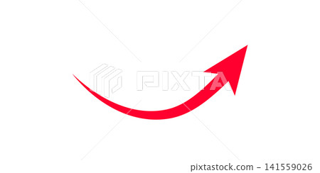 Single long red curve arrow icon. Hand drawn upward curved arrow icon. Red curved arrow icon Single long red curve arrow icon. Hand drawn upward curved arrow icon. Red curved arrow icon 141559026