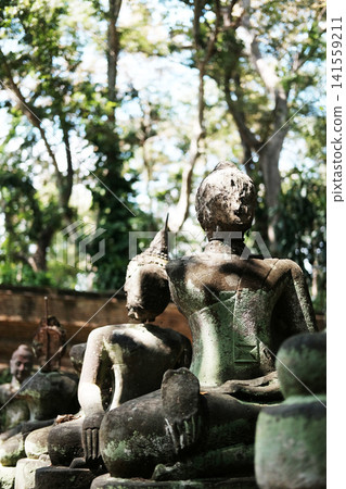 Beautiful ancient buddha statue in garden at Wat Umong is ancient temple in Chiang Mai of Thailand Beautiful ancient buddha statue in garden at Wat Umong is ancient temple in Chiang Mai of Thailand 141559211